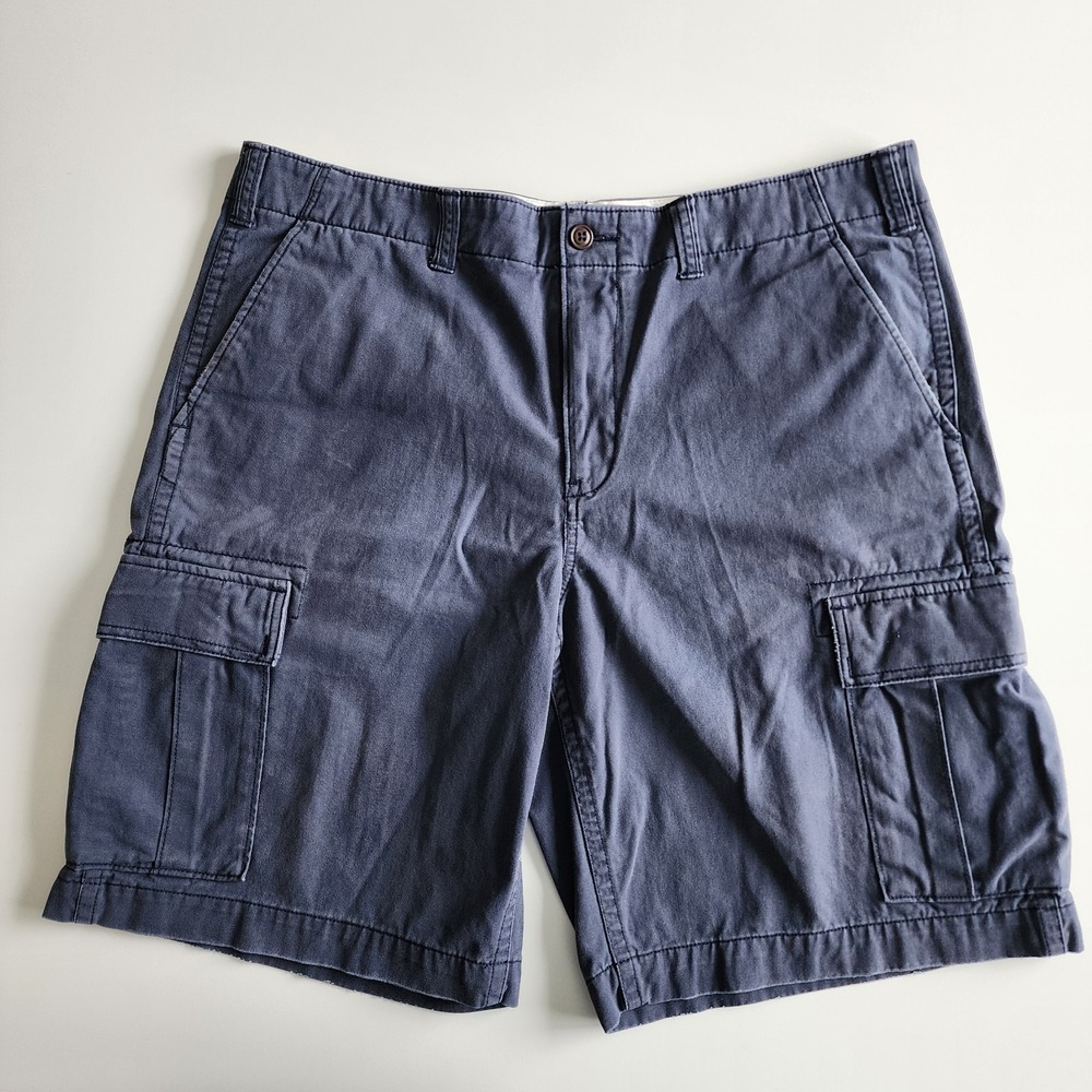 Eddie Bauer Shorts Mens 38 Utility Cargo Navy Blue 100% Cotton Casual Everyday‎